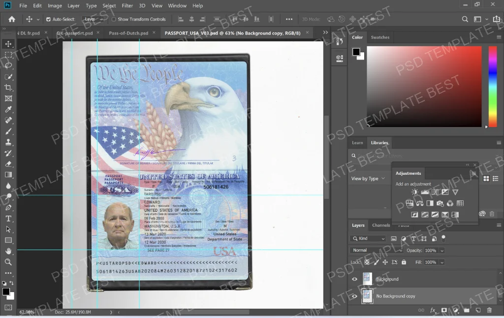 USA Passport PSD Template