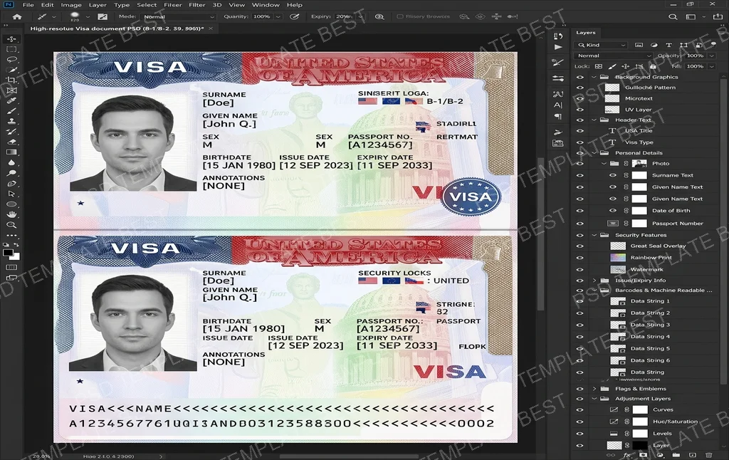 USA Visa PSD Template